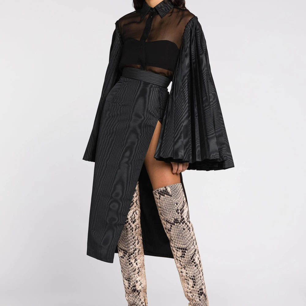 Roberto Cavalli Geplooide klokmouw overhemd Black Dames