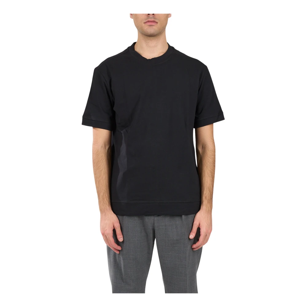 Paolo Pecora Katoenen T-shirt met ronde hals Black Heren