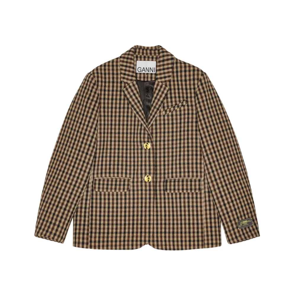 Ganni - Jackets > Blazers - Brown - Ganni - Modalova