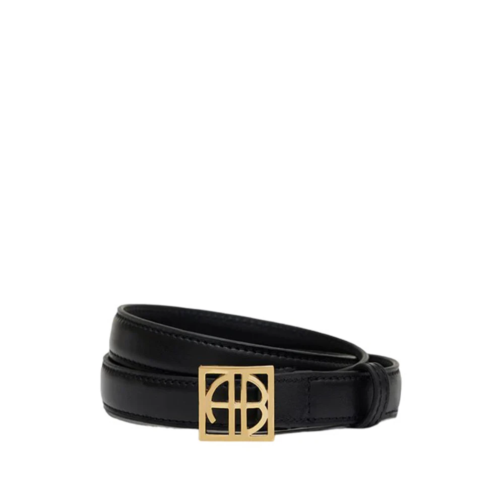 Anine Bing Vierkante Monogram Hoge Taille Riem Black Dames