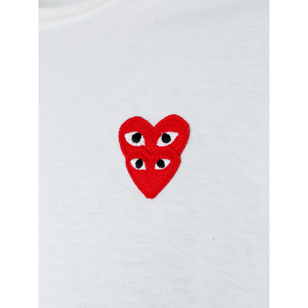 Comme des Garçons Play Logo Patch T-shirt met ronde hals White Heren