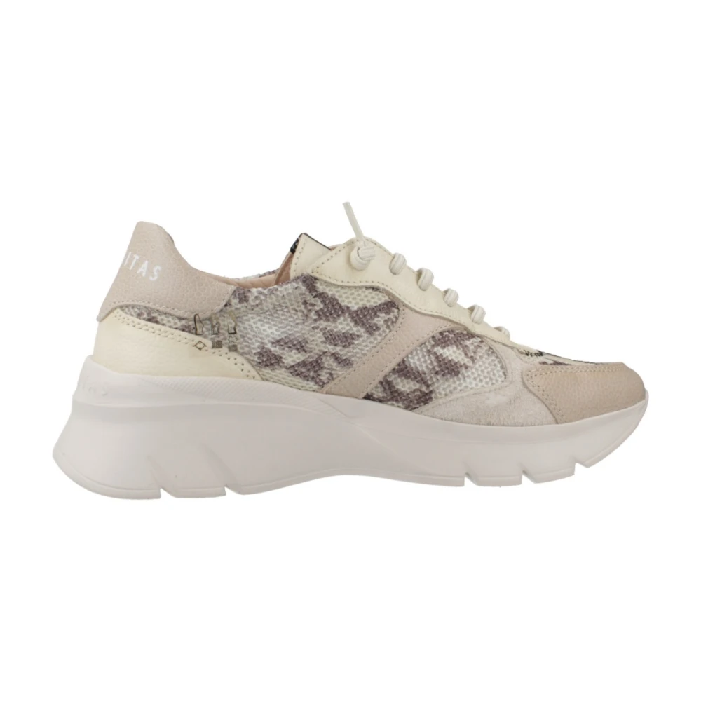 Hispanitas Vrouw Multicolor Schoenen Dames, Veelkleurig, 37 Eu, Leer, Taupe Sneakers Met Slangenprint