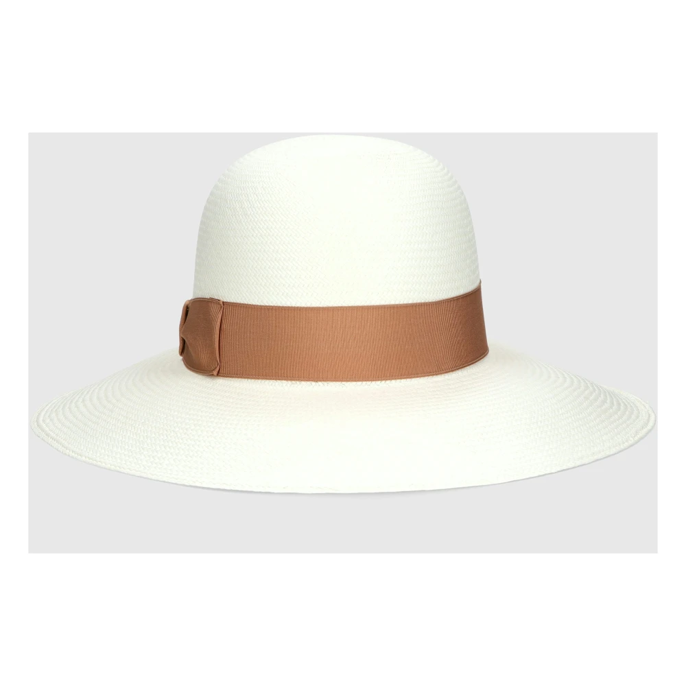 Borsalino Fijn geweven Violet Panama Hoed White Dames