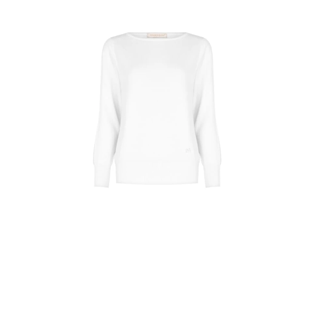 RINASCIMENTO Geborduurde Logo Barchetta Neck Sweater White Dames