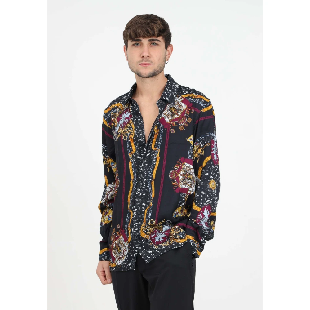 Just Cavalli Overhemd met grafische print en klassieke kraag Black Heren