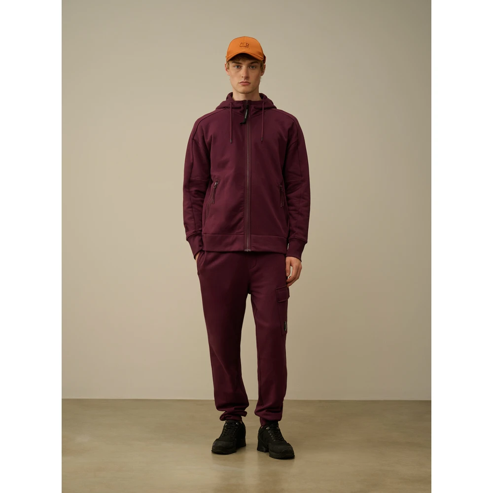 C.P. Company Diagonal Raised Fleece Hoodie Sweater Purple Heren
