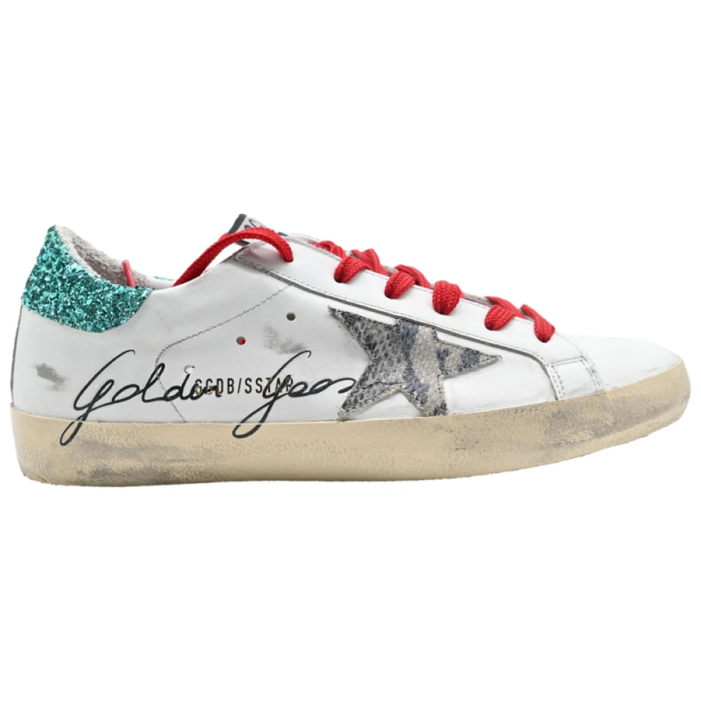 Golden Goose Superstar White Beige Sky Glitter Sneakers White, Dam