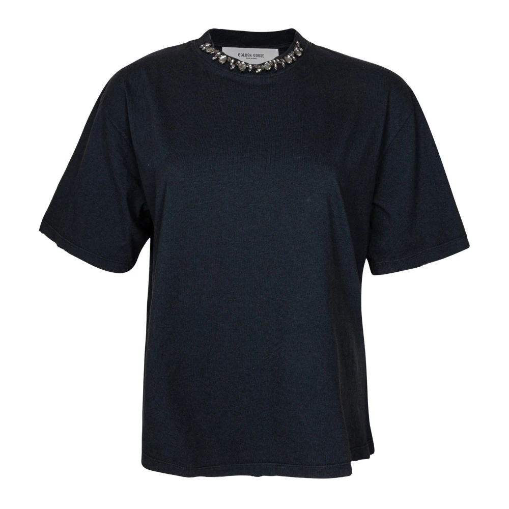 Golden Goose Vintage katoenen T-shirt met zwarte stenen Black Dames