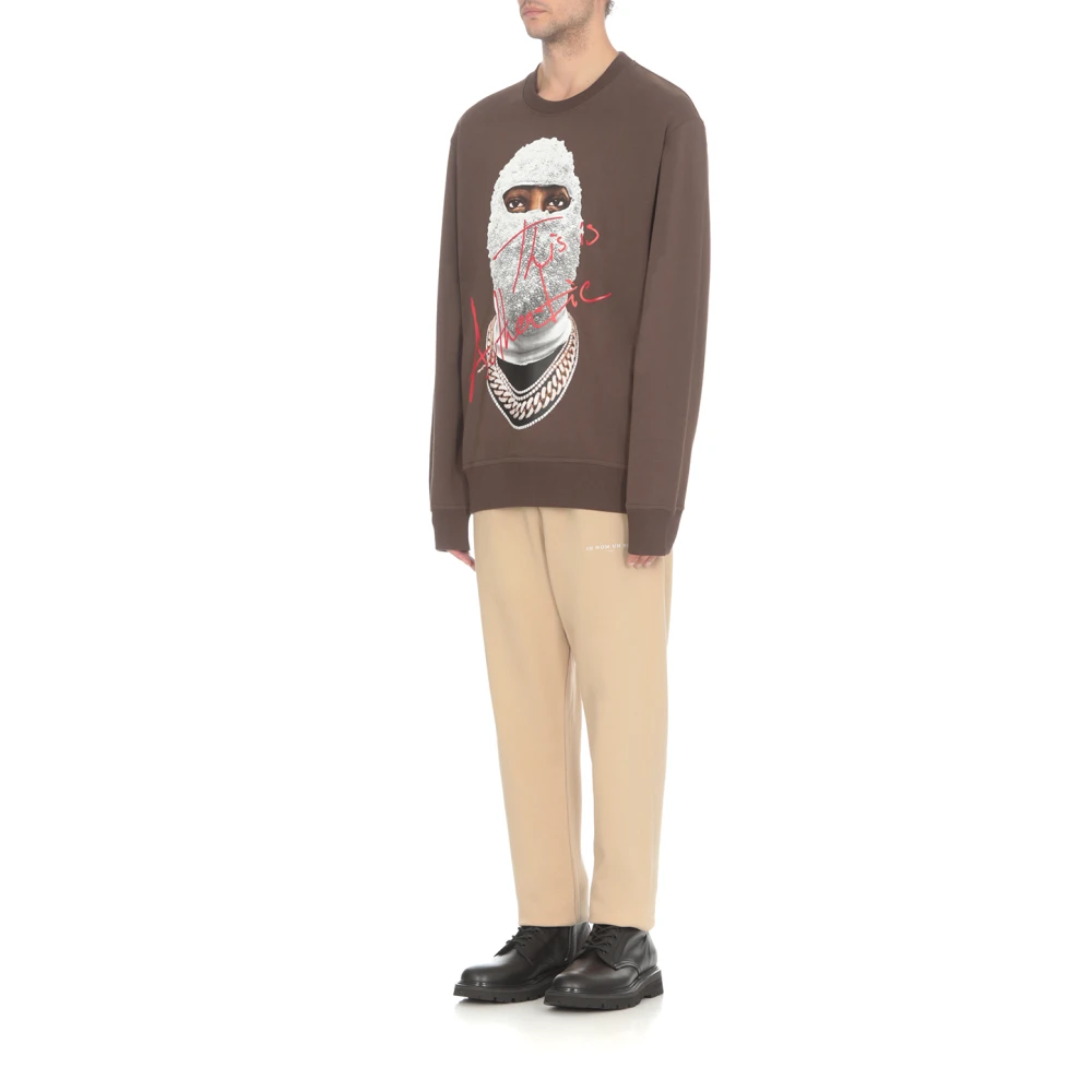 IH NOM UH NIT Bruine Katoenen Sweatshirt met Contrasterend Logo Brown Heren