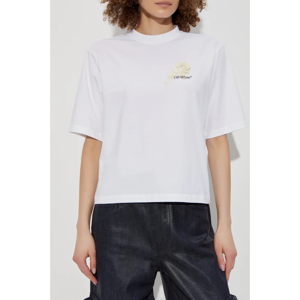 Off White Bedrukt T-shirt White Dames