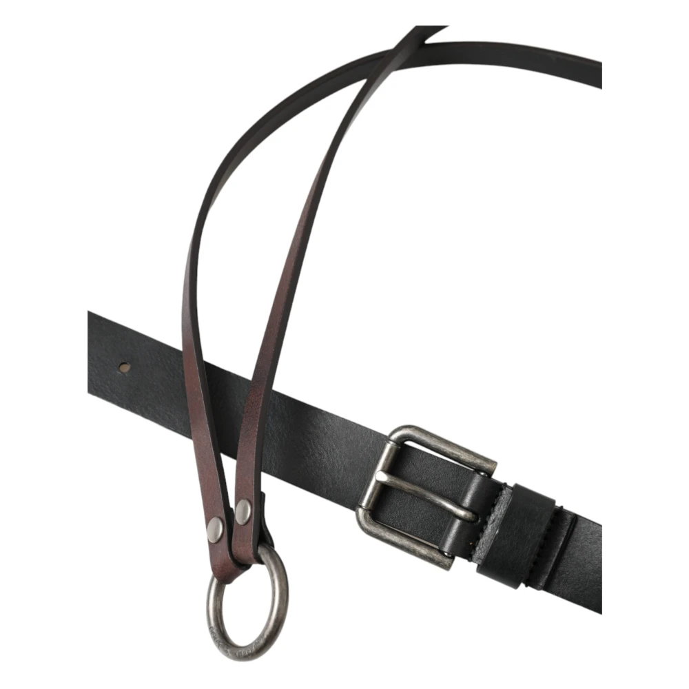 Dolce & Gabbana Zwart Bruin Lederen Zilveren Riem Black Heren