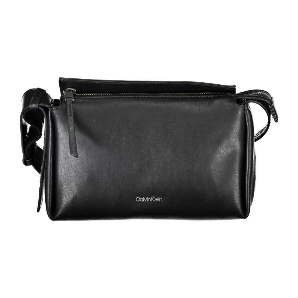 Calvin Klein Zwarte Schoudertas met Ritssluiting Black Dames