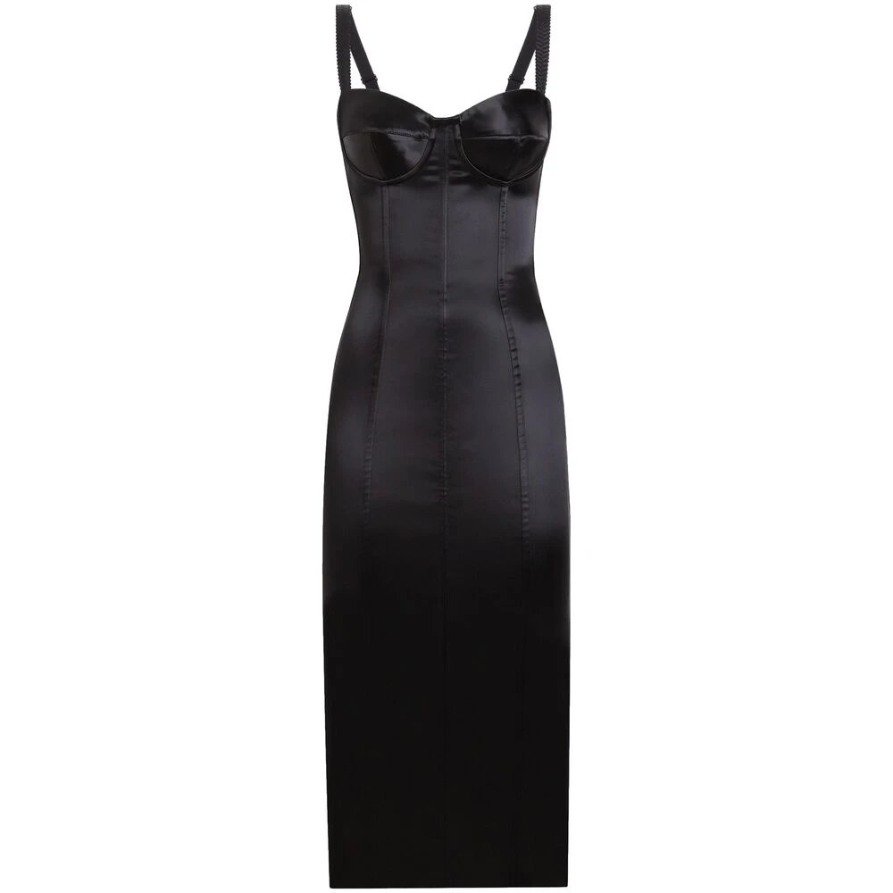 Dolce & Gabbana Zwarte Jurk met Benigd Lijfje en Achtersplit Black Dames