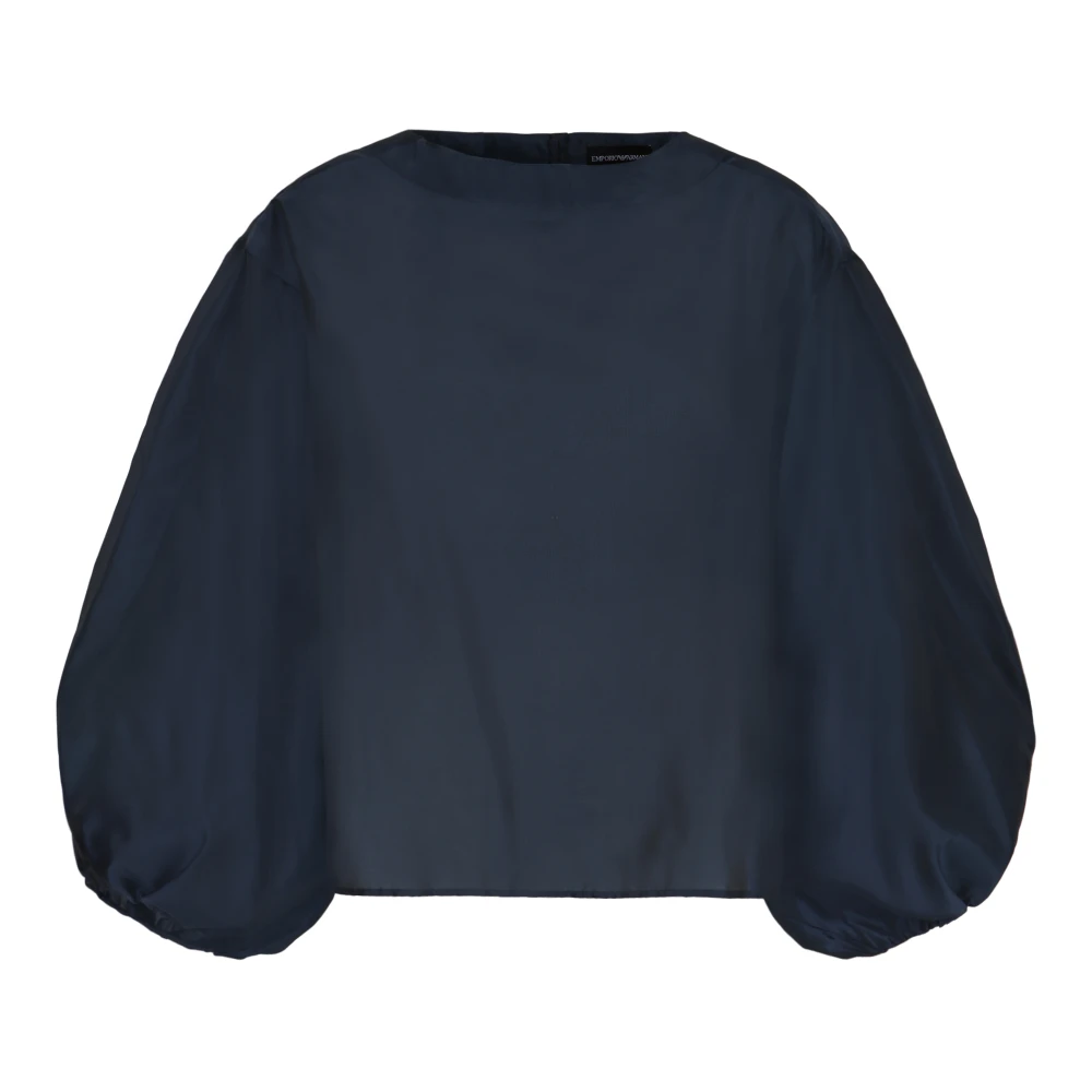 Emporio Armani Pofmouw Blouse Achterspleet Zoom Blue Dames