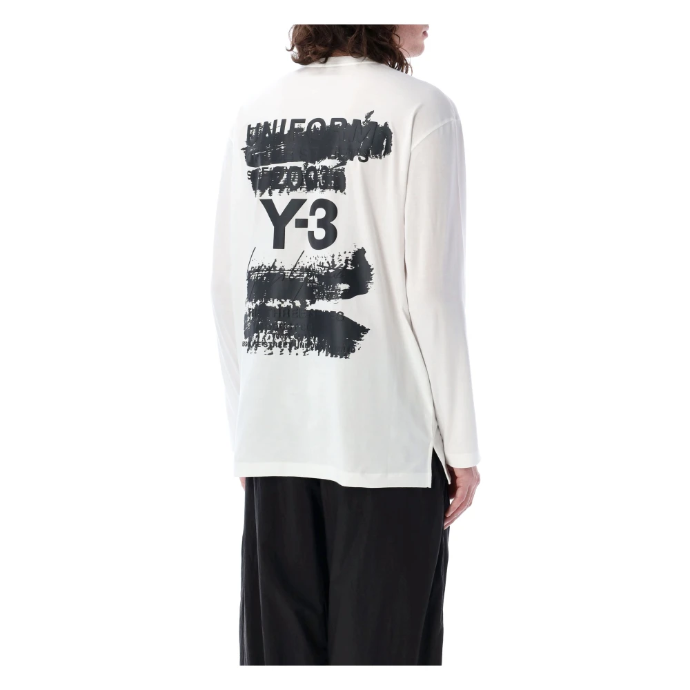 Y-3 Grafisch Logo T-shirt Wit White Heren
