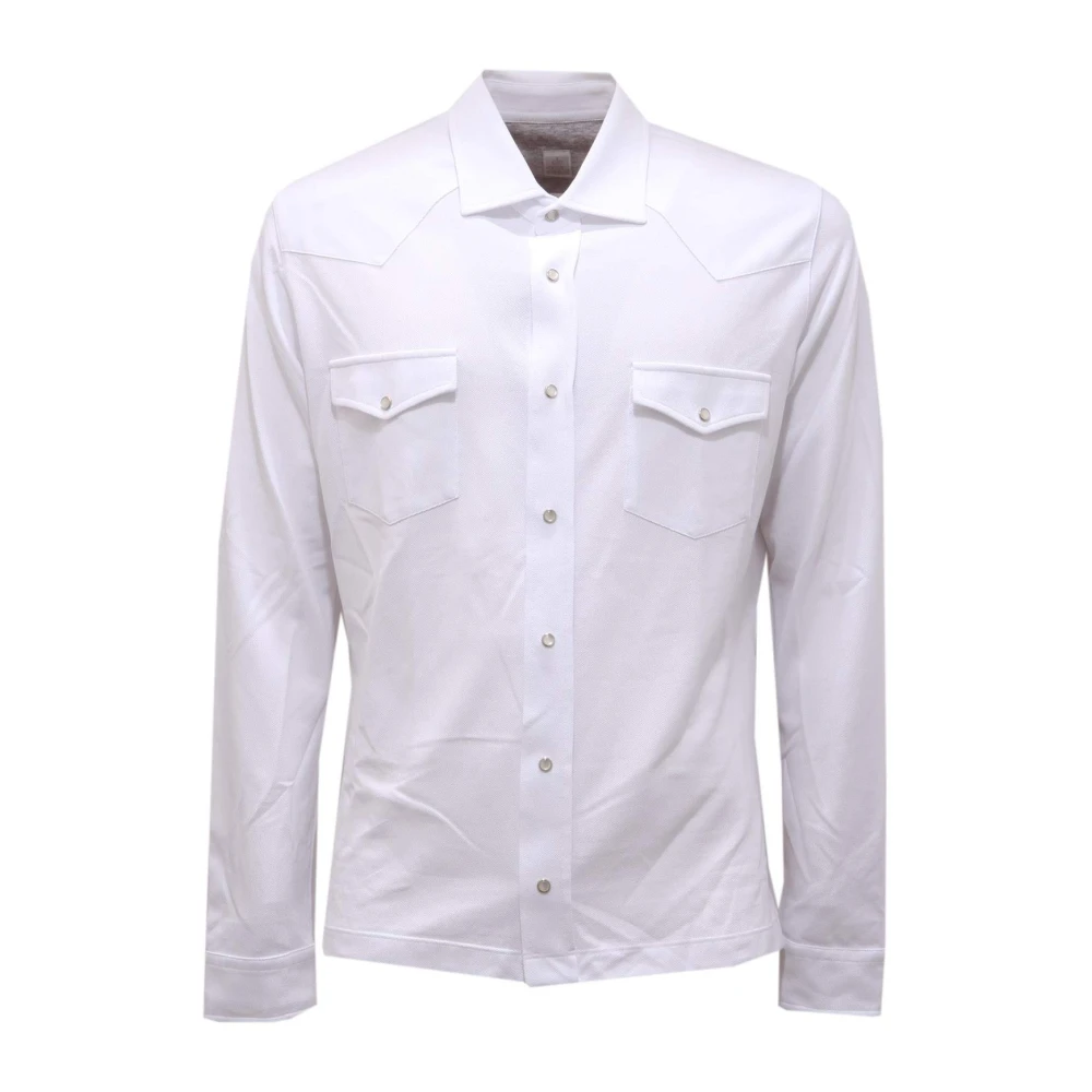Eleventy Men's White Piqué Cotton Shirt