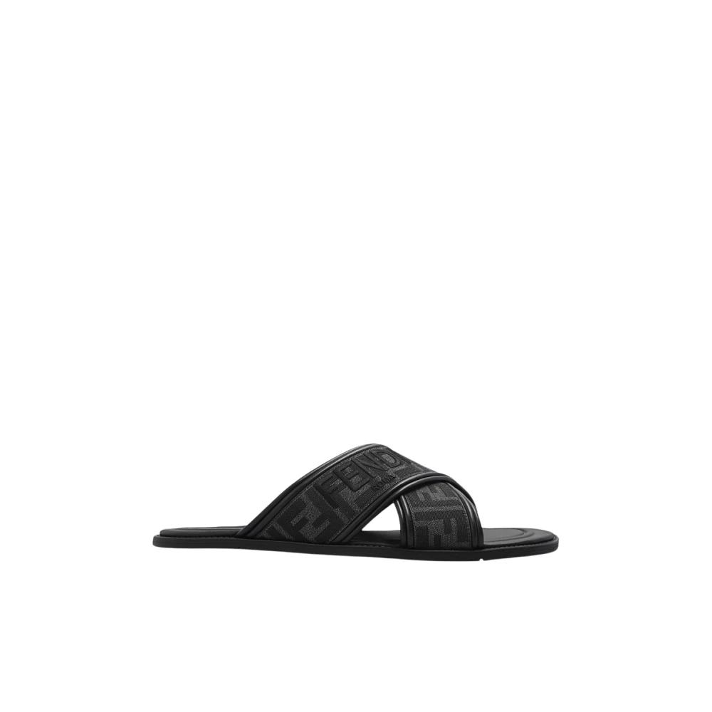 Fendi Slippers met logo Black Heren