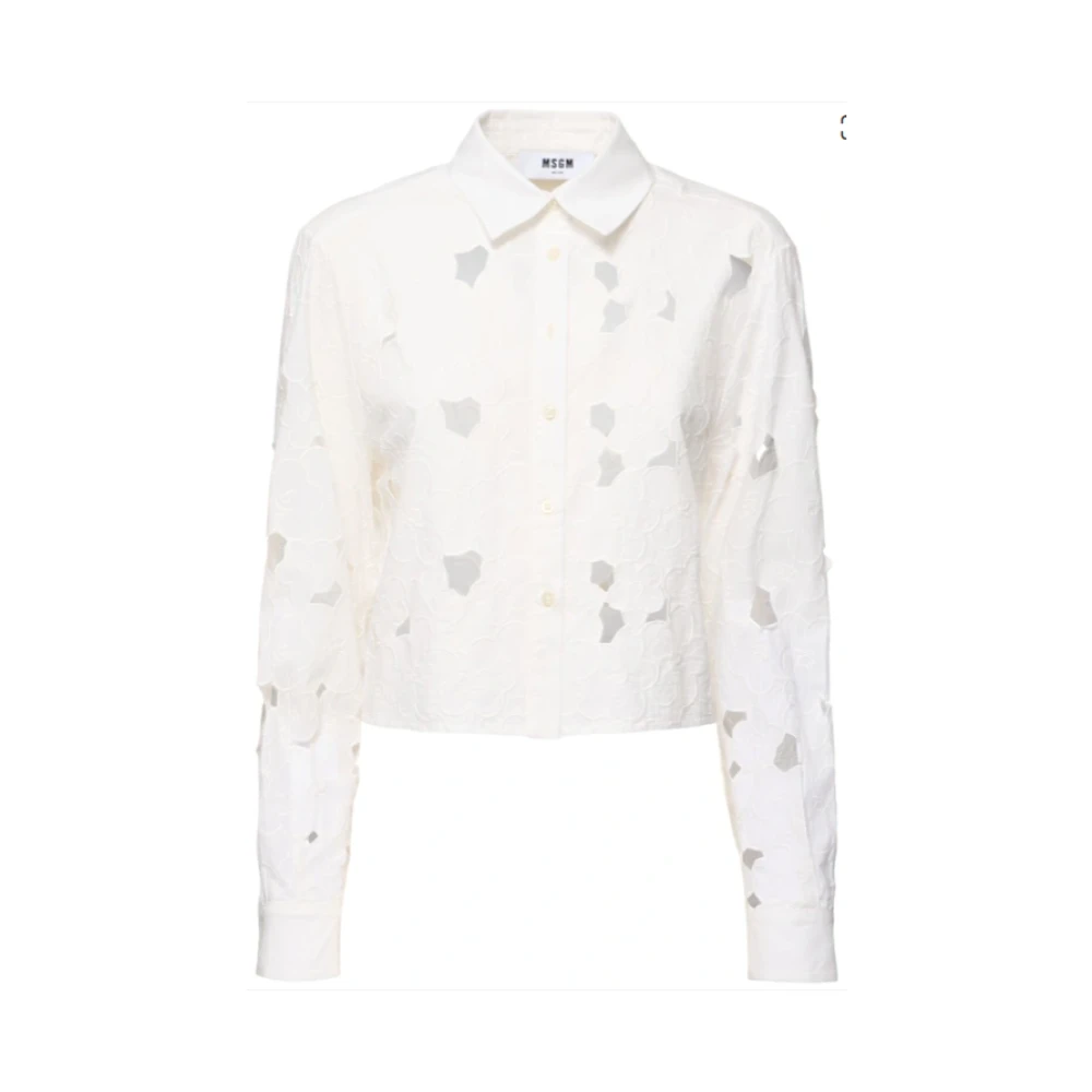 Msgm Witte Overhemd met Lange Mouwen en Italiaanse Kraag White Dames