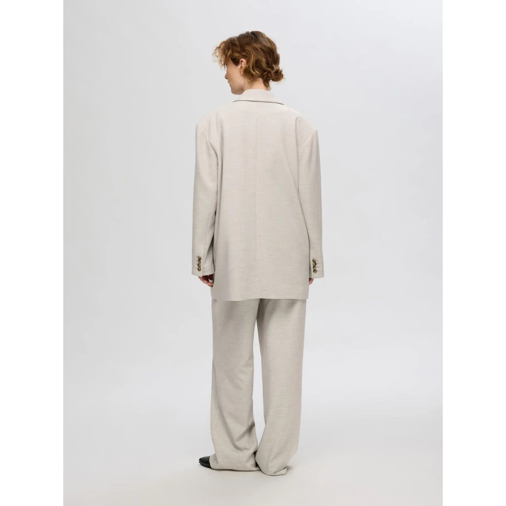 Selected Femme Oversized Jas met Kant Revers Beige Dames