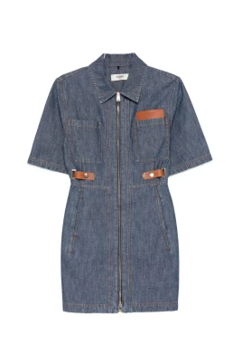 Chambray kort klänning