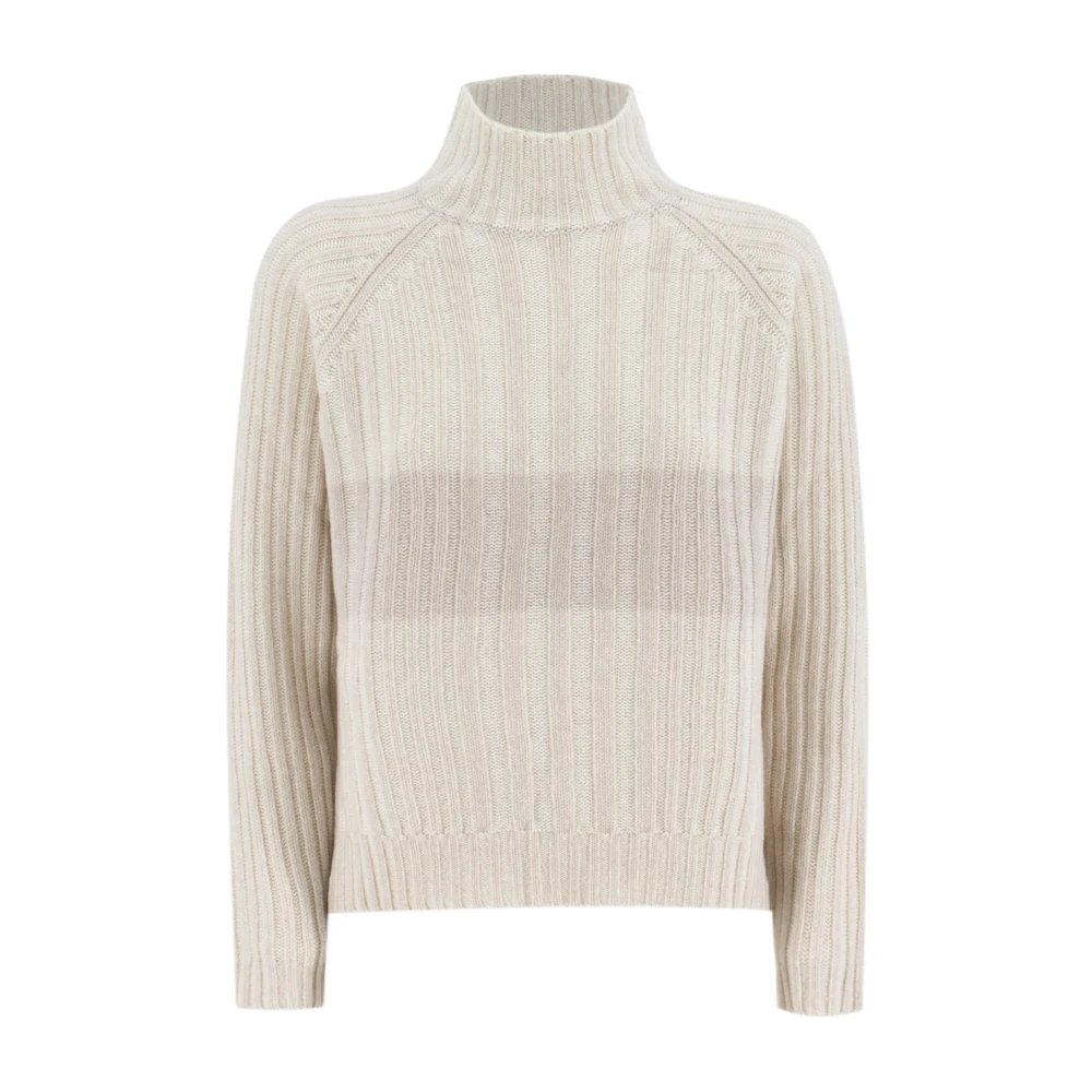 Panicale Fijn Garen Turtleneck Jumper Beige Dames