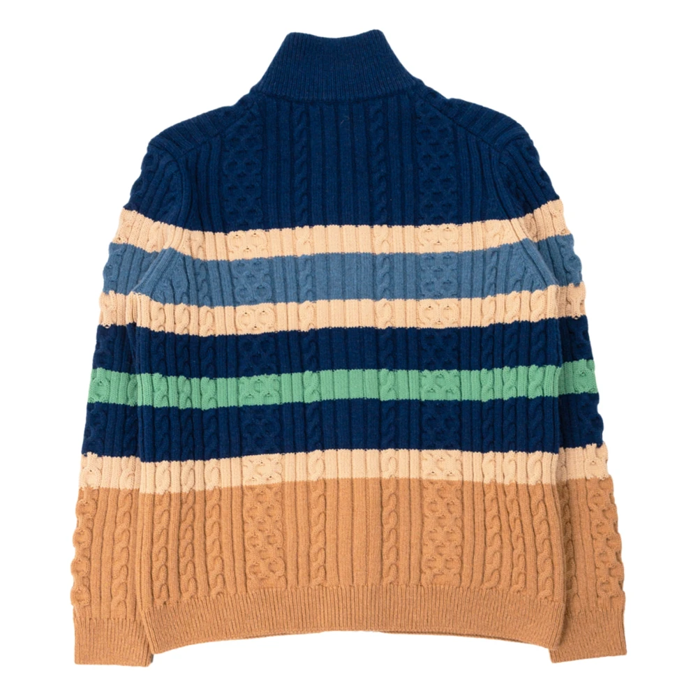 Maison Kitsuné Gestreepte Kabelrits Vest in Marine Kamille Multicolor Heren