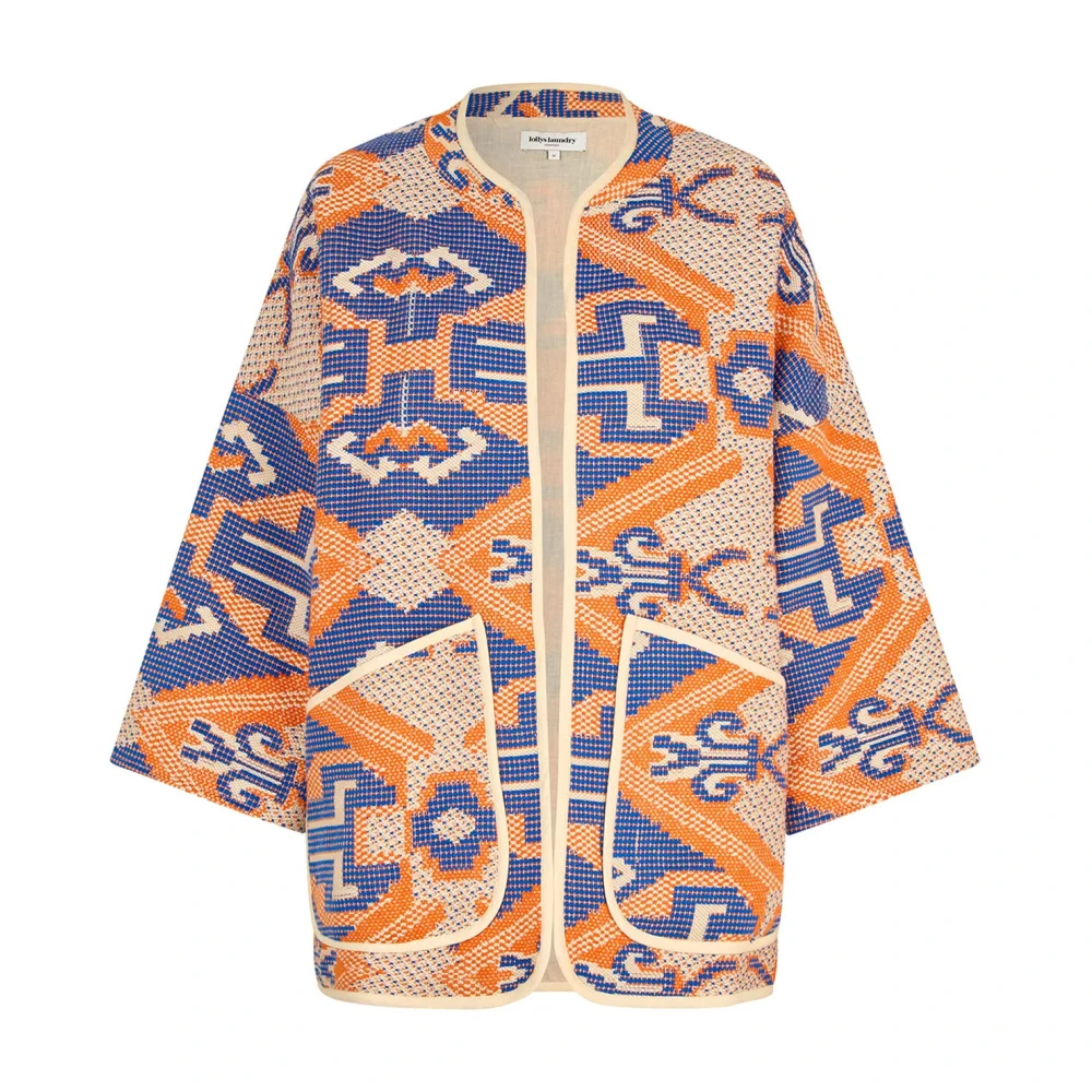 Lollys Laundry Geometrische Kimono Jas in Oranje Orange Dames