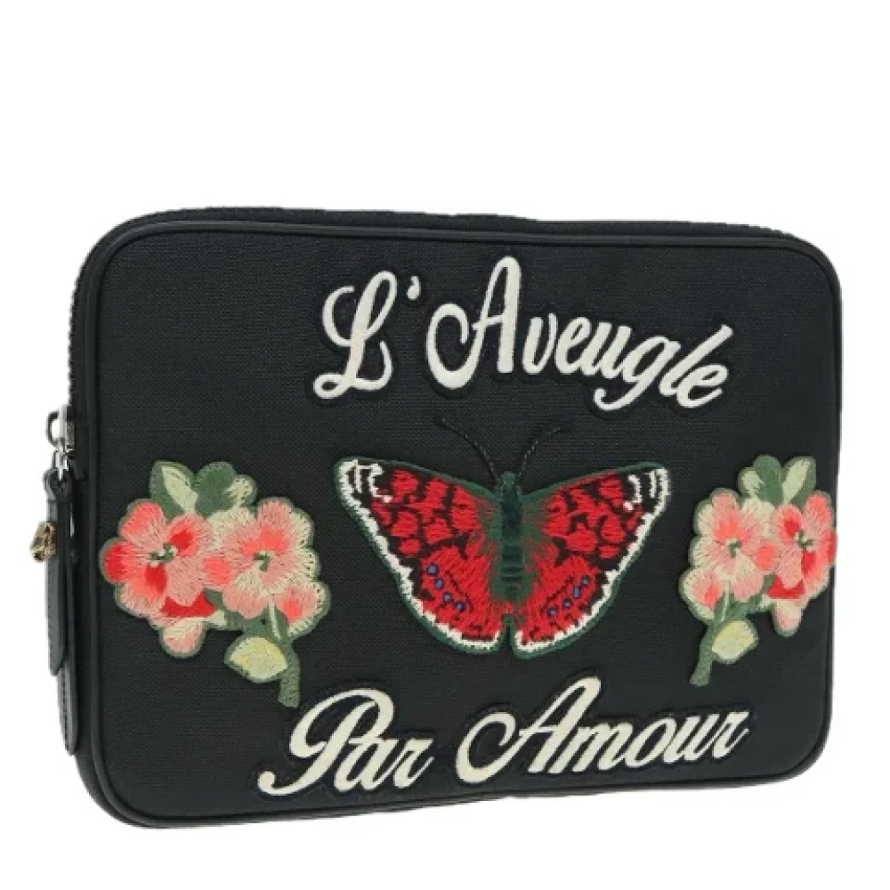 Gucci Vintage Pre-owned Nylon clutches Black Dames
