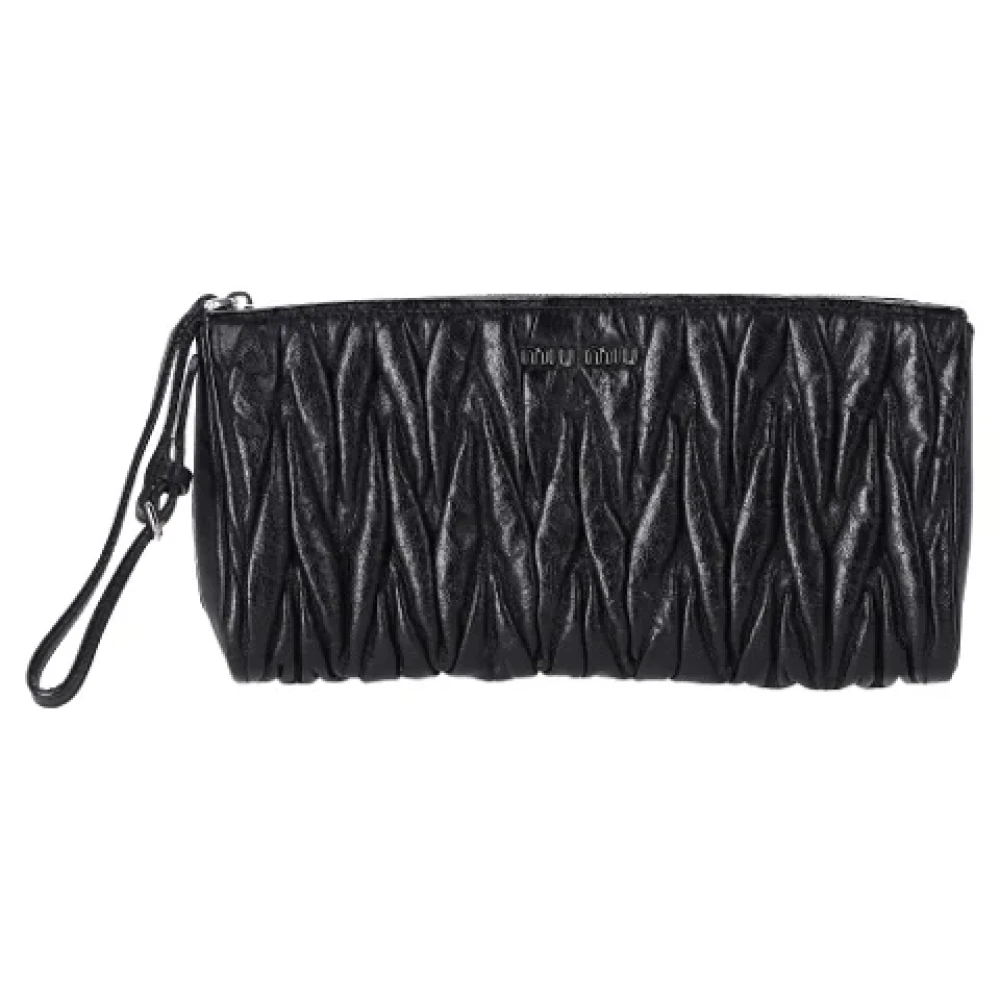 Miu Pre-owned Leather clutches Black Dames