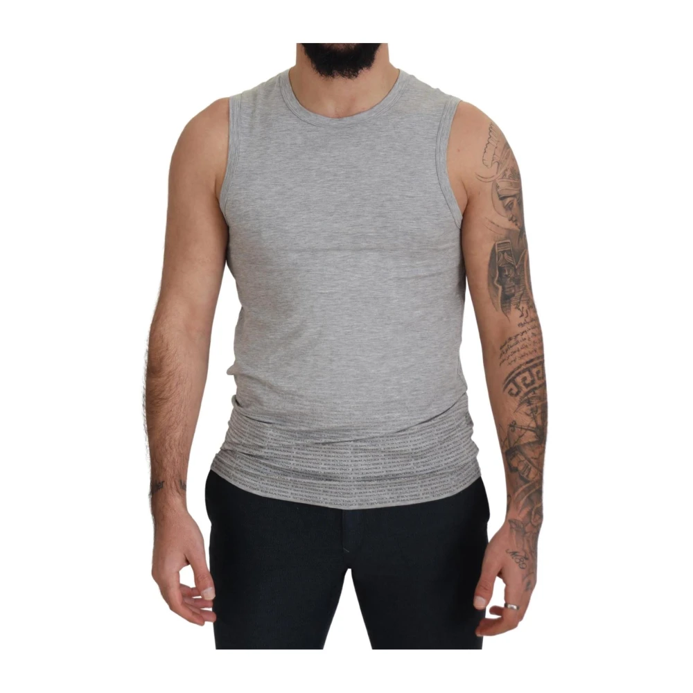 Ermanno Scervino , Sleeveless Tops, Male, Gray, M, Logo Tank Top In Stylish Grey