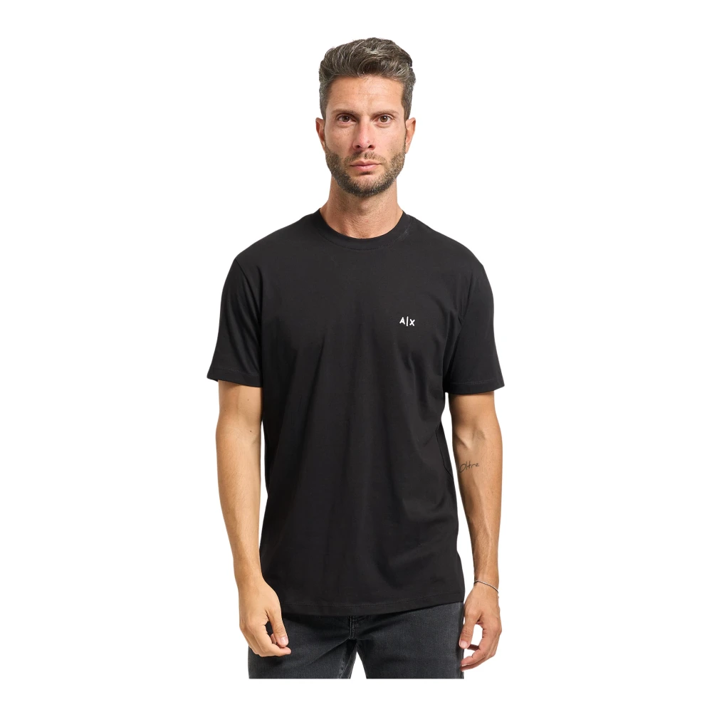 Armani Exchange Mannelijk Zwart Regular Fit T-Shirt Met Logo En Patch Op De Borst