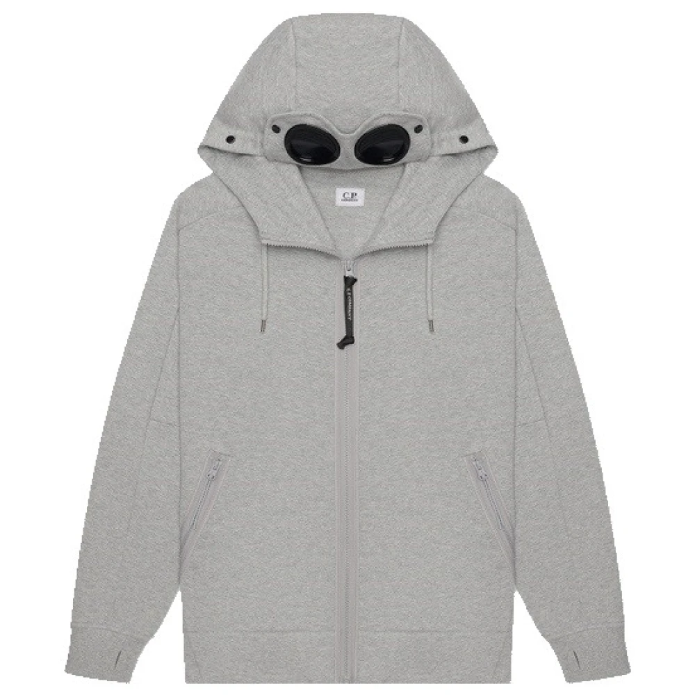 C.p. Company Men's Gray Zip-Throughs,, Stylish Zip Through Goggle Hoodie 2XL