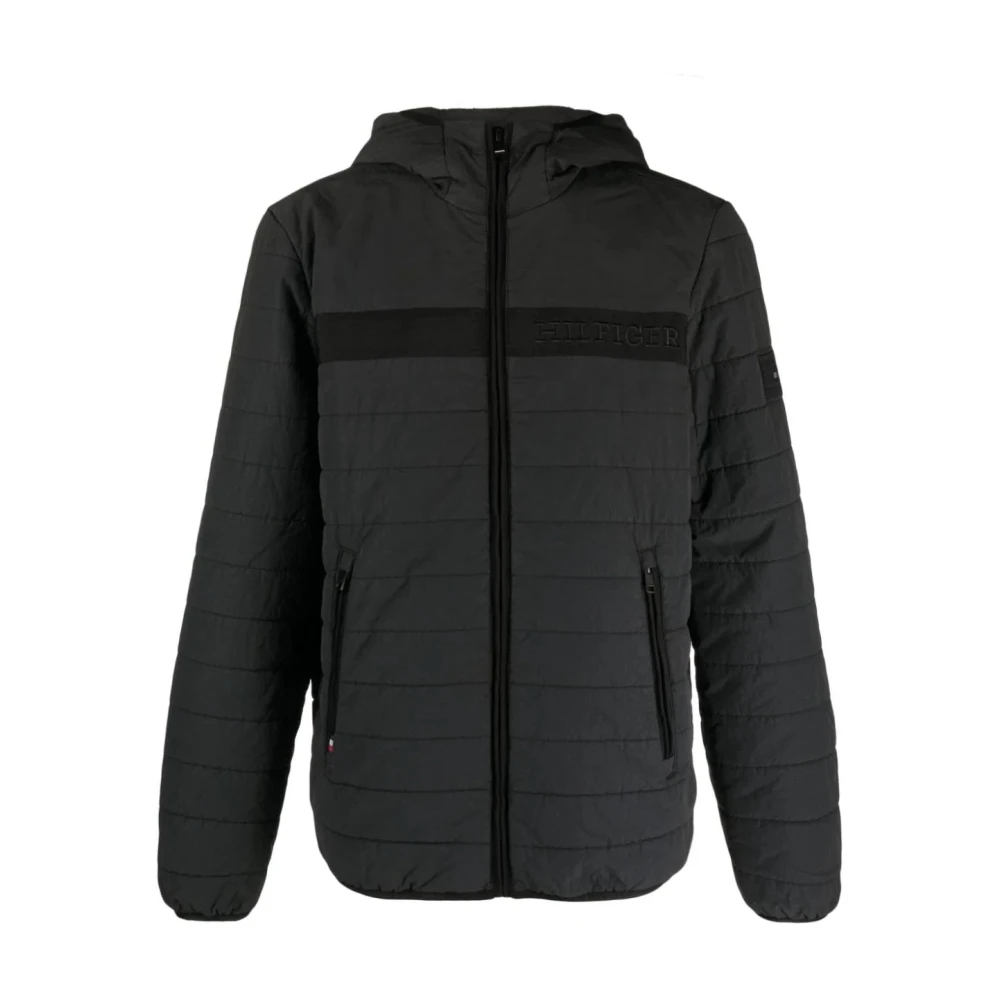 Tommy Hilfiger Men's Black Padded Hooded Jacket - Winter Jackets - L - Jackets