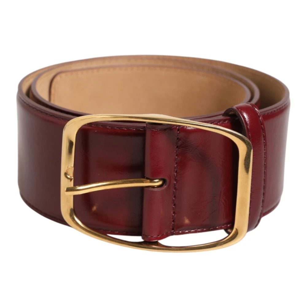 Dolce & Gabbana Mujer Dorada Cinturón Cuero Borgoña Hebilla