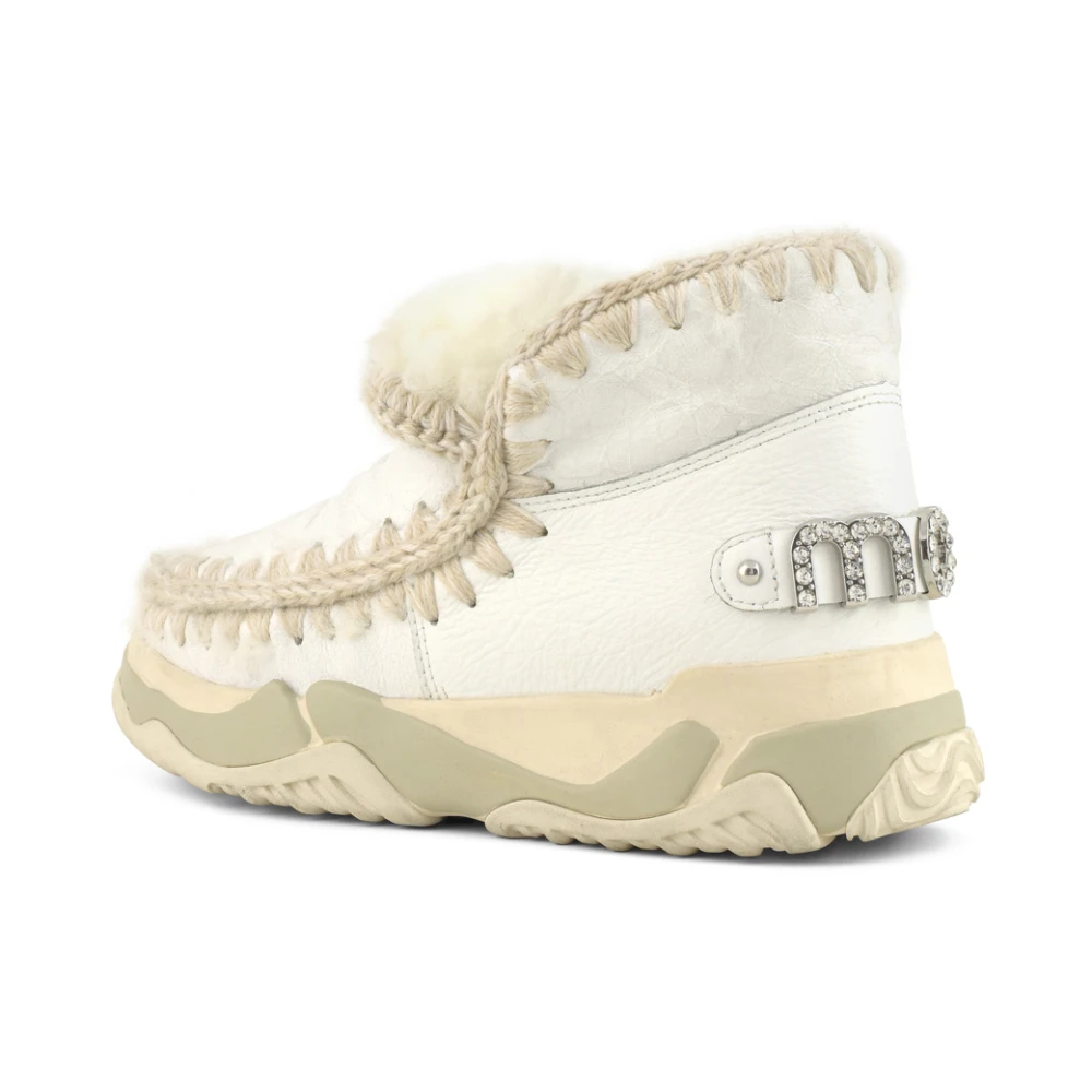 Mou Luxe lamsskin sneaker met gehaakte stiksels White Dames