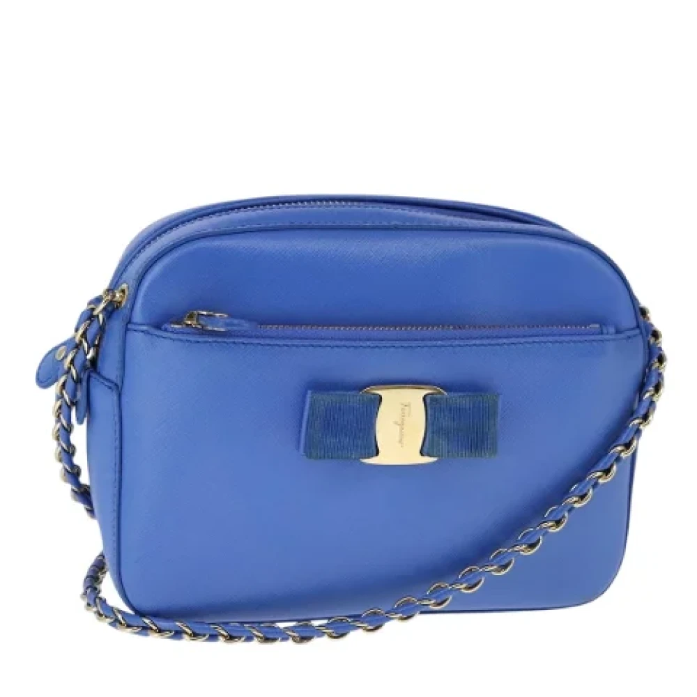 Salvatore Ferragamo Pre-owned Leather shoulder-bags Blue Dames