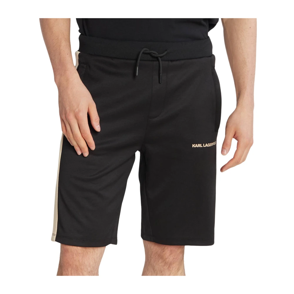Karl Lagerfeld Zwarte Katoen Polyester Regular Fit Shorts Black Heren