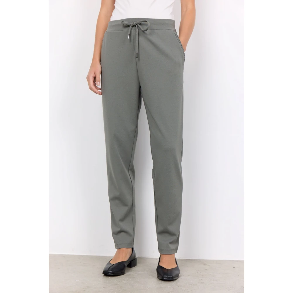 Soyaconcept Comfortabele khaki broek met elastische taille Green Dames