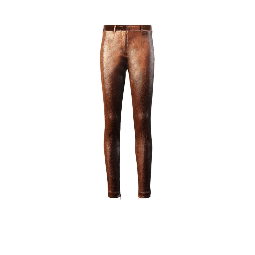 Roberto Cavalli Red Slim-Fit Trousers, Female, M, Metallic Lurex Trousers Made In Italy