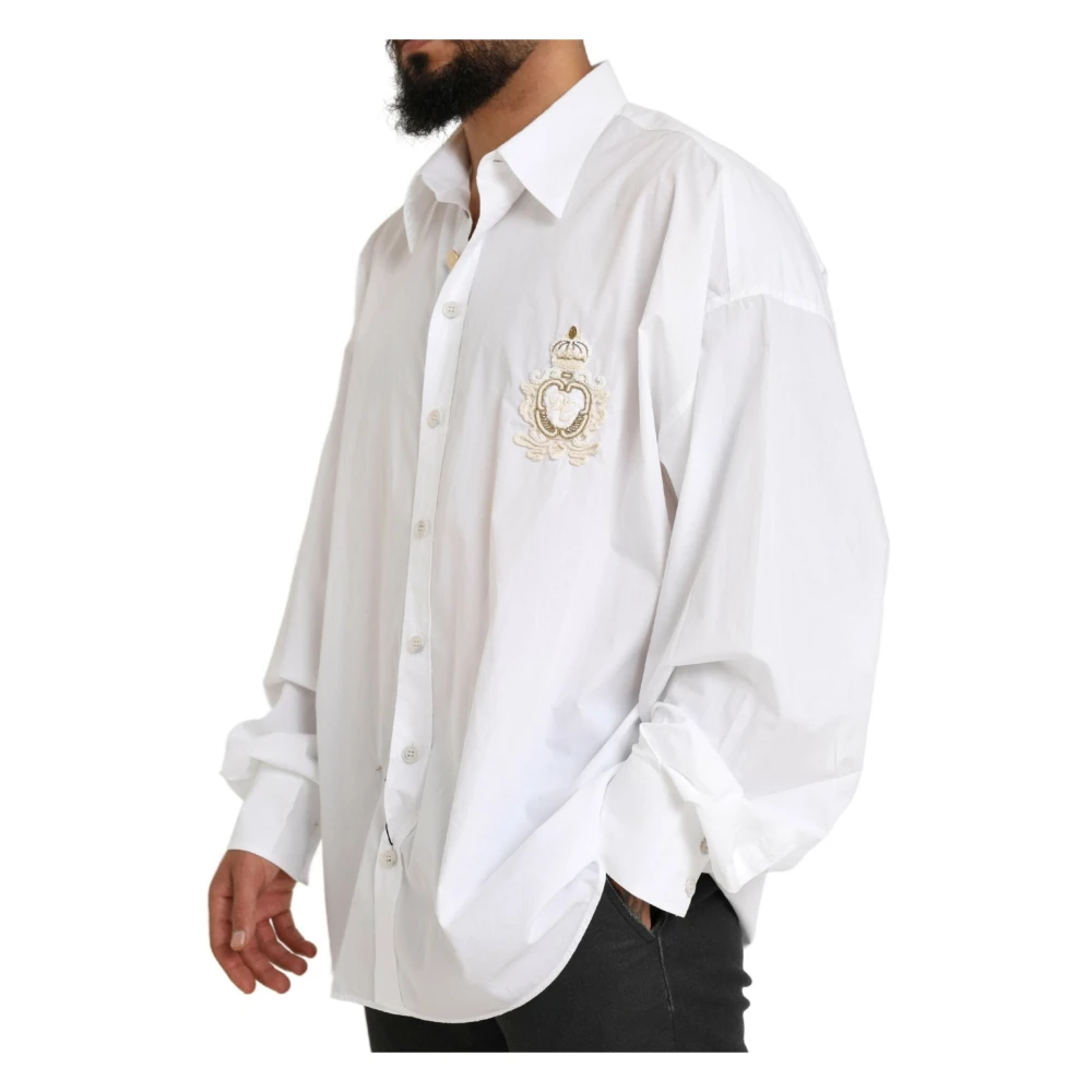 Dolce & Gabbana Wit katoenen button-down overhemd voor formele gelegenheden White Heren