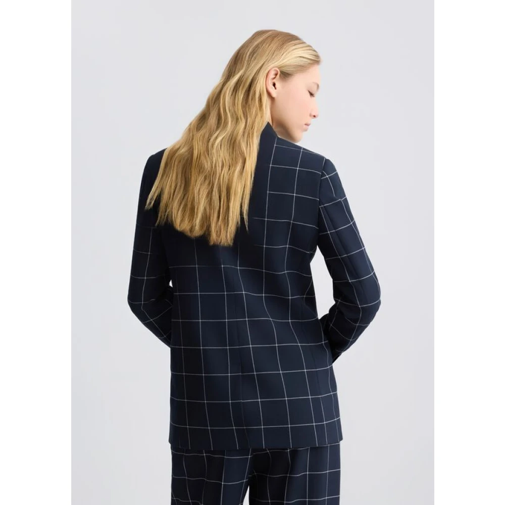 Liu Jo Geruite blazer voor werk en evenementen Blue Dames