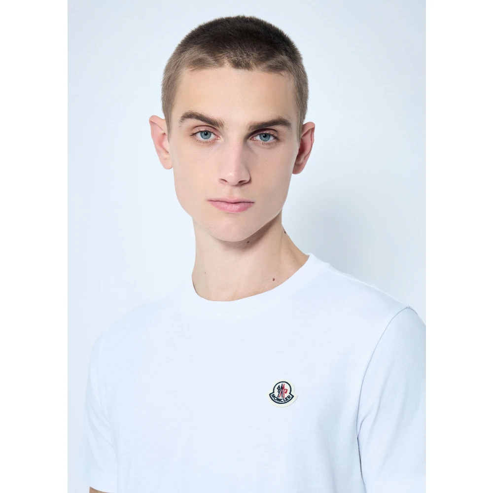 Moncler Set van drie logo patch T-shirts White Heren