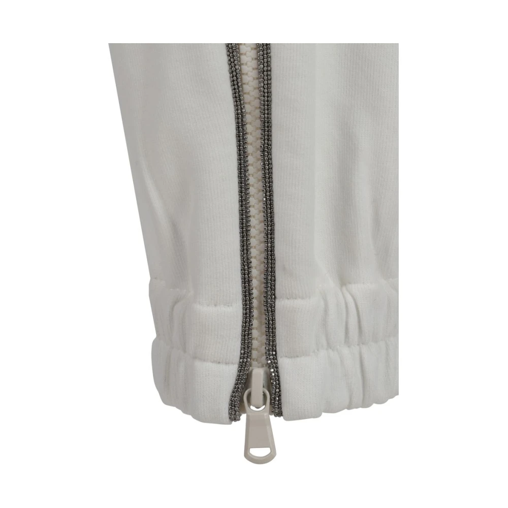 BRUNELLO CUCINELLI Katoenen Jogger Sweatpants met Juweel Detail White Dames