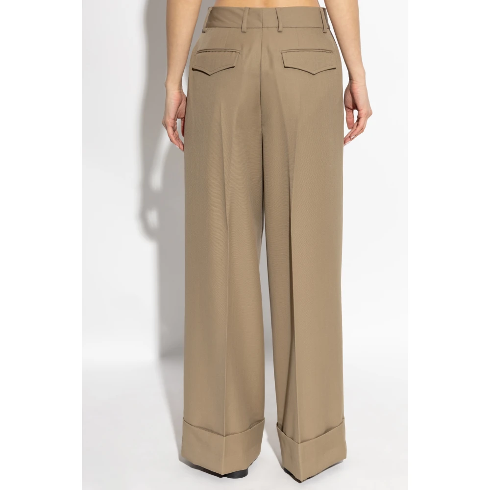 Officine Générale Wijde geplooide broek Beige Dames