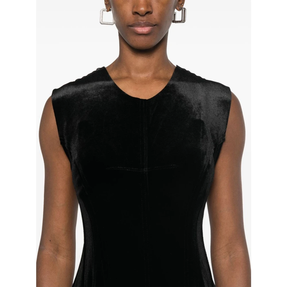 Norma Kamali Zwarte Mouwloze Crew Neck Jurk Black Dames