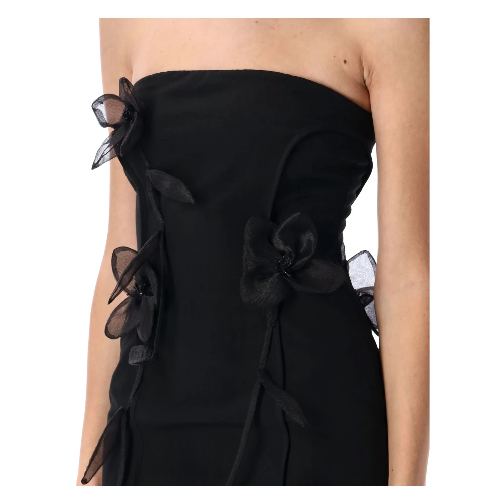 Rotate Birger Christensen Tube Rose Jurk met Bloemapplicaties Black Dames