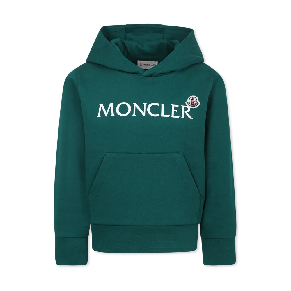 Moncler Grön huva tröja med logotyp patch Green, Unisex