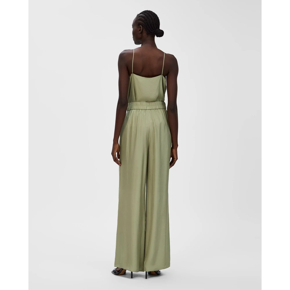 IVY OAK Wijde Pijp Elastische Taille Broek Green Dames