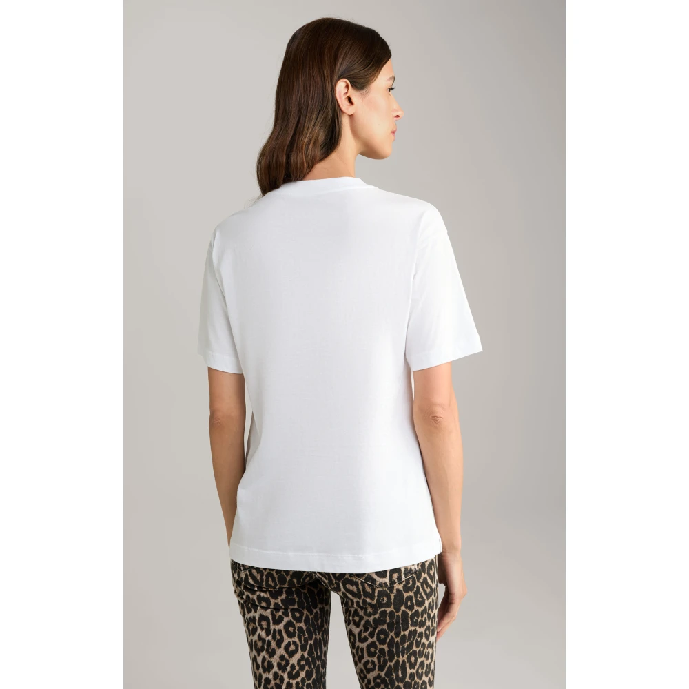 Joop! Kristal Logo T-shirt Luipaard Ontwerp White Dames