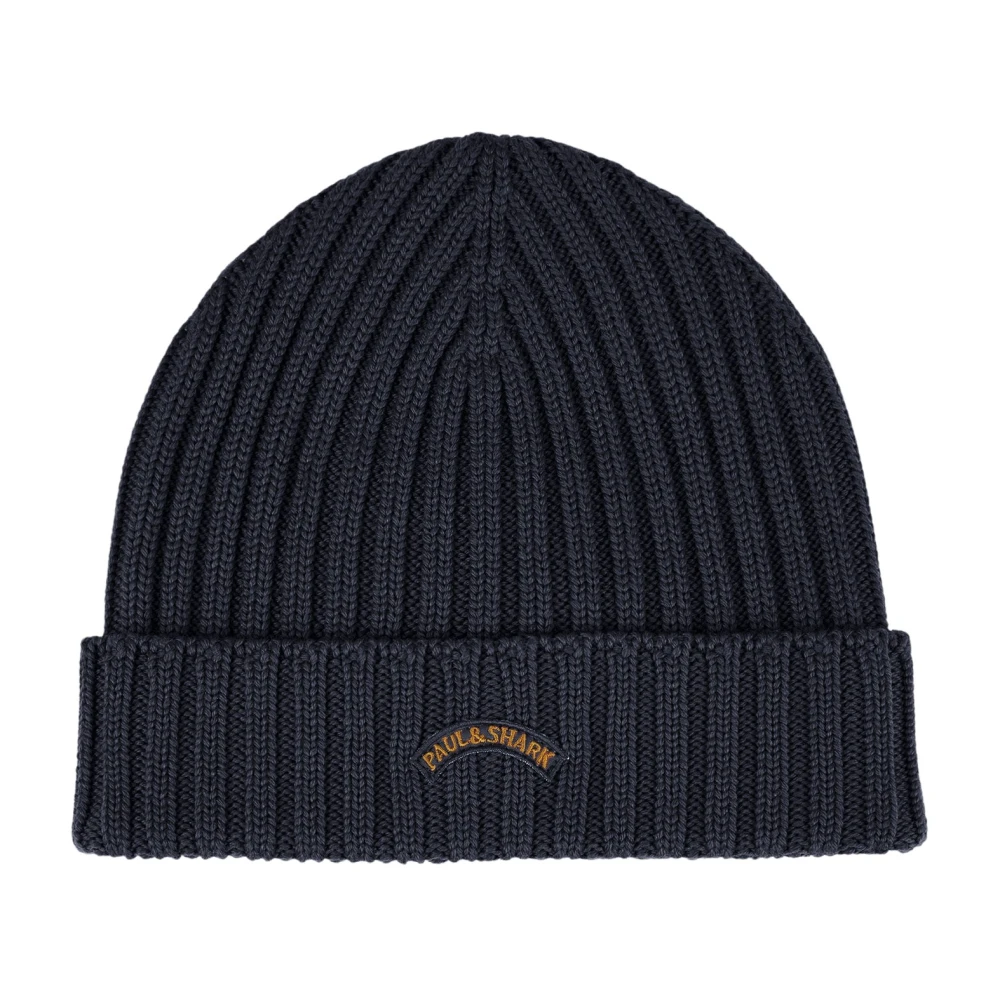 Paul & Shark Men's Blue Wool Beanie With Moon Badge